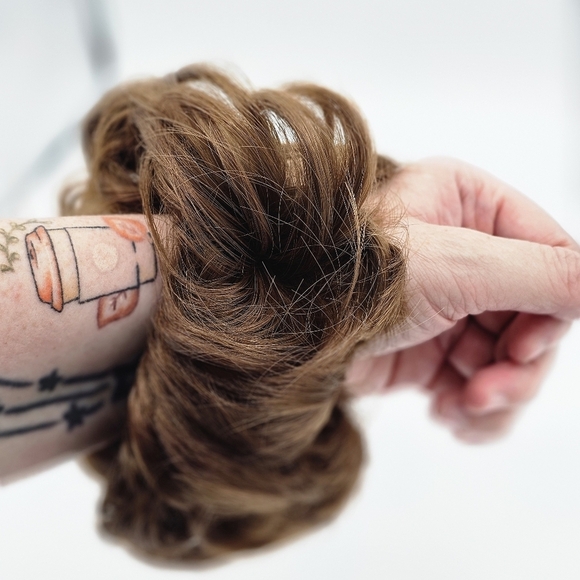 Medium Chestnut Brown Remy Human Hair Messy Bun - Picture 9 of 9